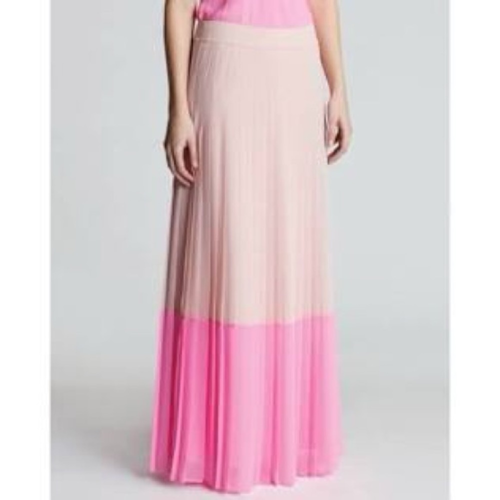 Ted Baker London Petrus Accordion Pleat Color Block Maxi Skirt in Pink - US 6